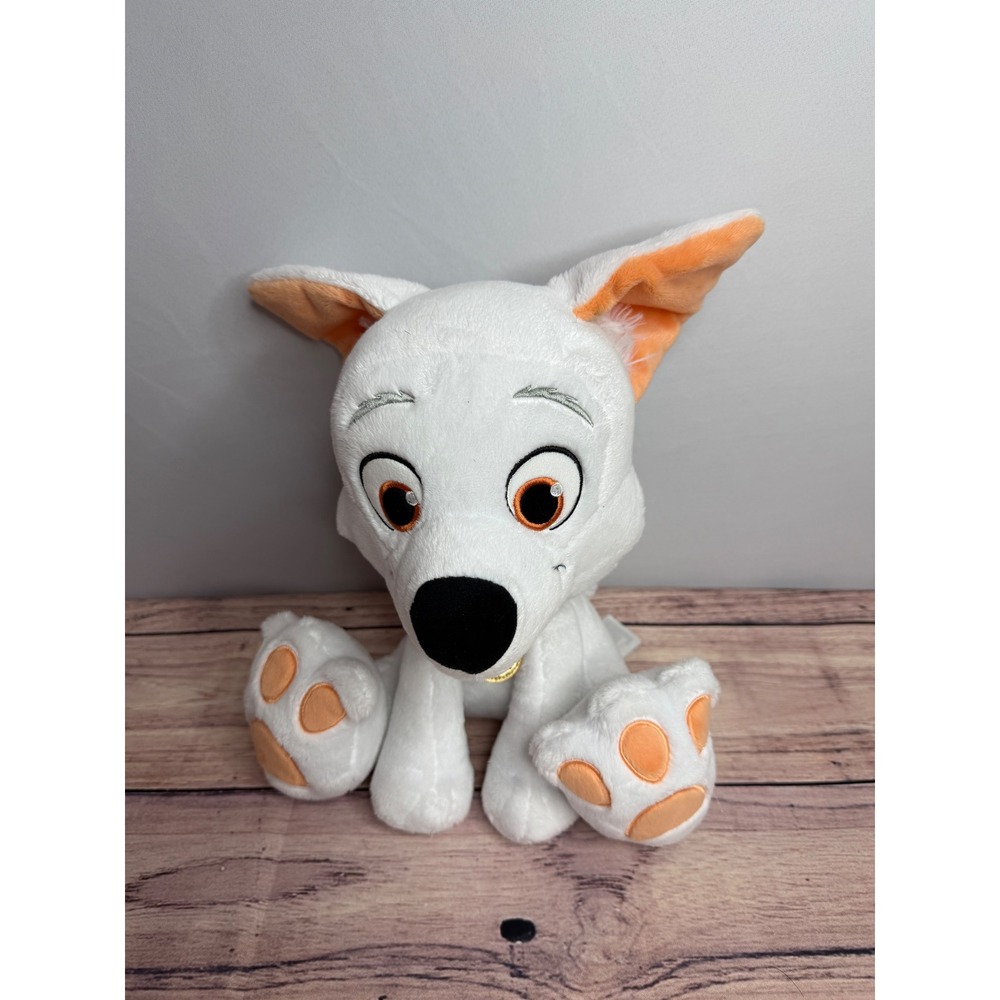 Disney Store Bolt Plush White Dog Stuffed Animal Lightning Bolt 12 Inch